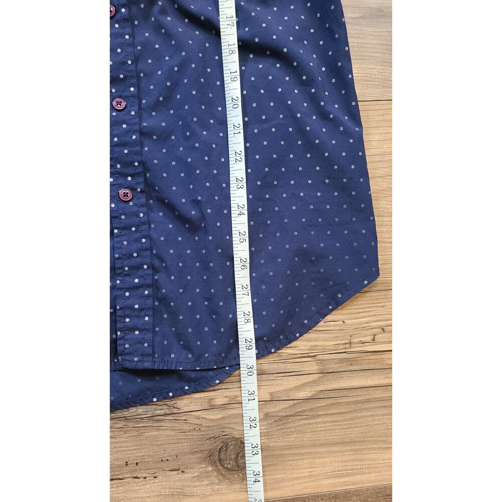 Obey Dexter Short Sleeve Mens XL Lighweight Blue White Polka Dot FLAW - Picture 6 of 7